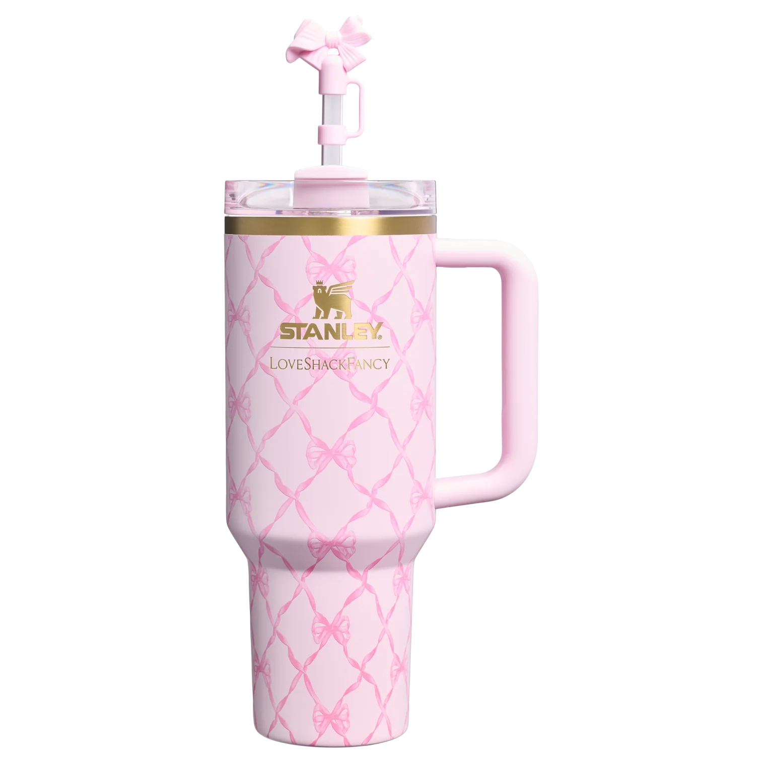 Stanley 1913 x LoveShackFancy Holiday Quencher® H2.0 FlowState™ Tumbler Baby Bow Pink Peppermint